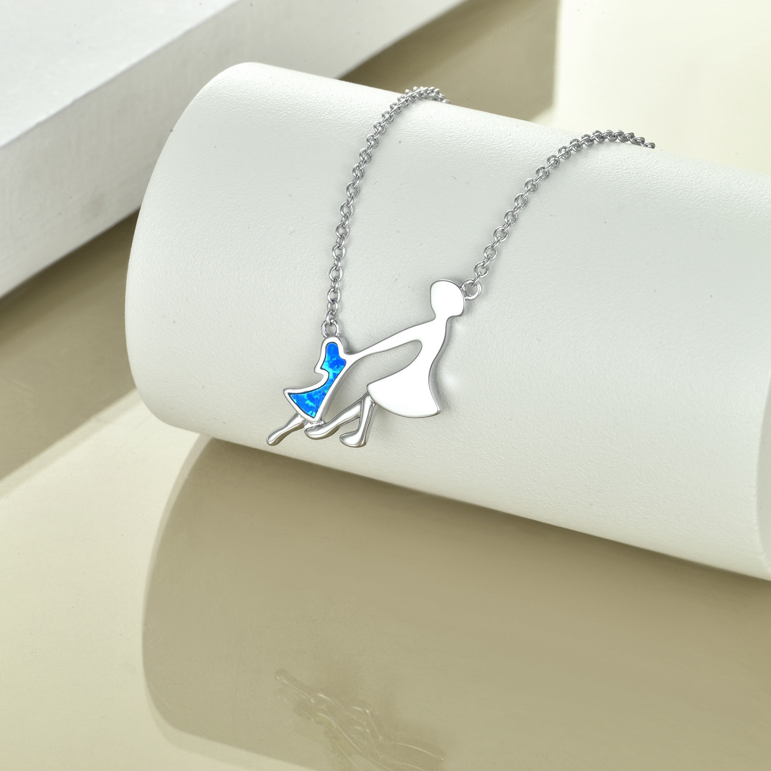 Sterling Silver Mum and Daughter Pendant Necklace